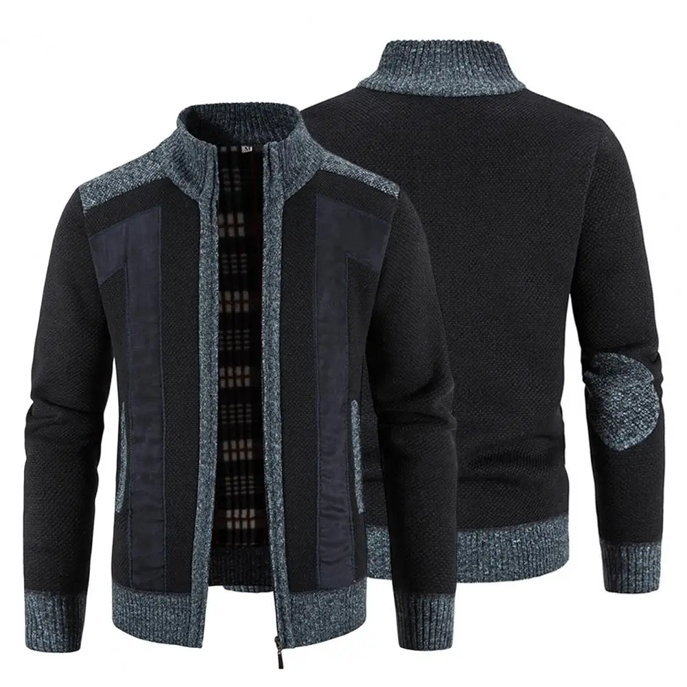 

Trendy Winter Coat Soft Contrast Colors Casual Warm Elastic Men Jacket Men Coat Thicken