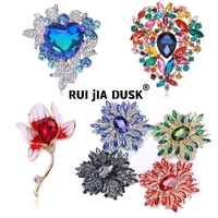rui jia dusk european and american fashion crystal glass brooch exaggerated temperament high end clothing accessories brooch