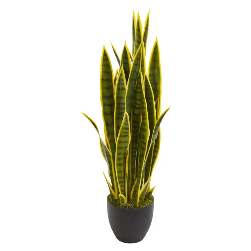 

Nearly Natural Plastic 33" Sansevieria Artificial Plant, Green