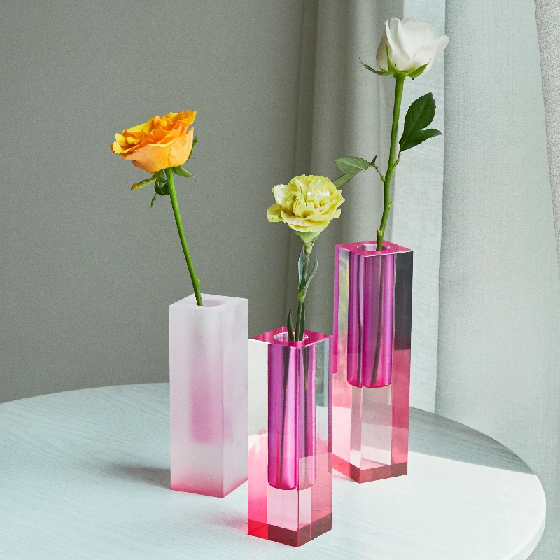 

Abletop Acrylic Vase Modern Rainbow Pillar Bud TLuxury Decorative Crystal Nordic Room Decoration Home Glass Vases