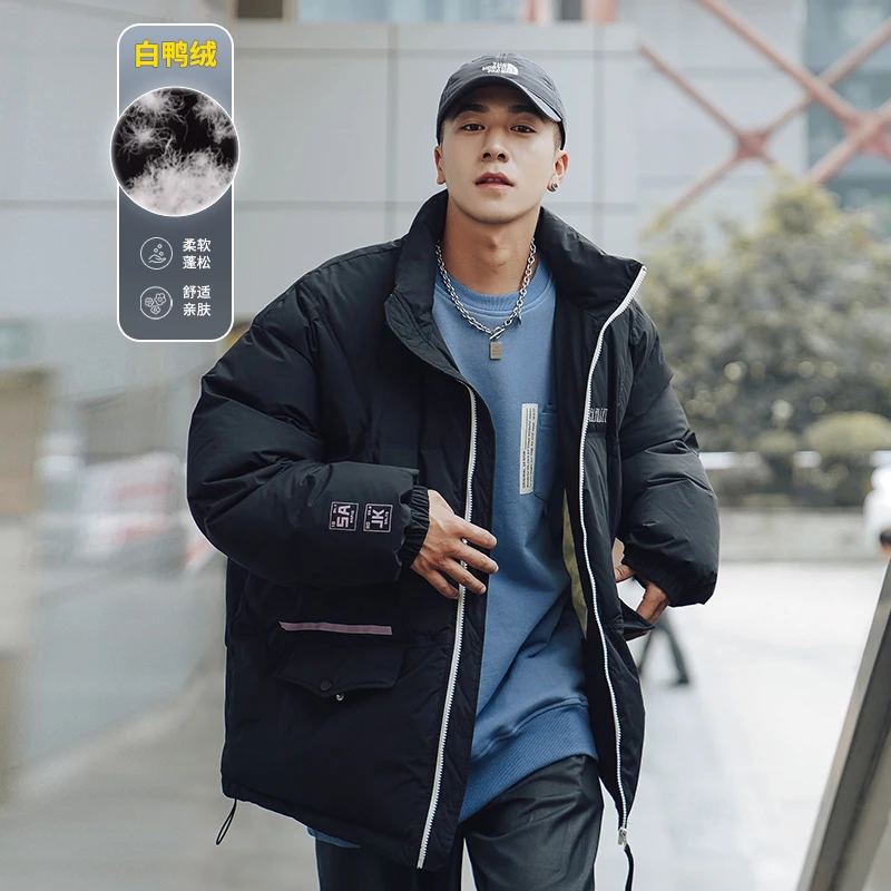 

Мужской зимний высококачественный пуховик с вышивкой на молнии