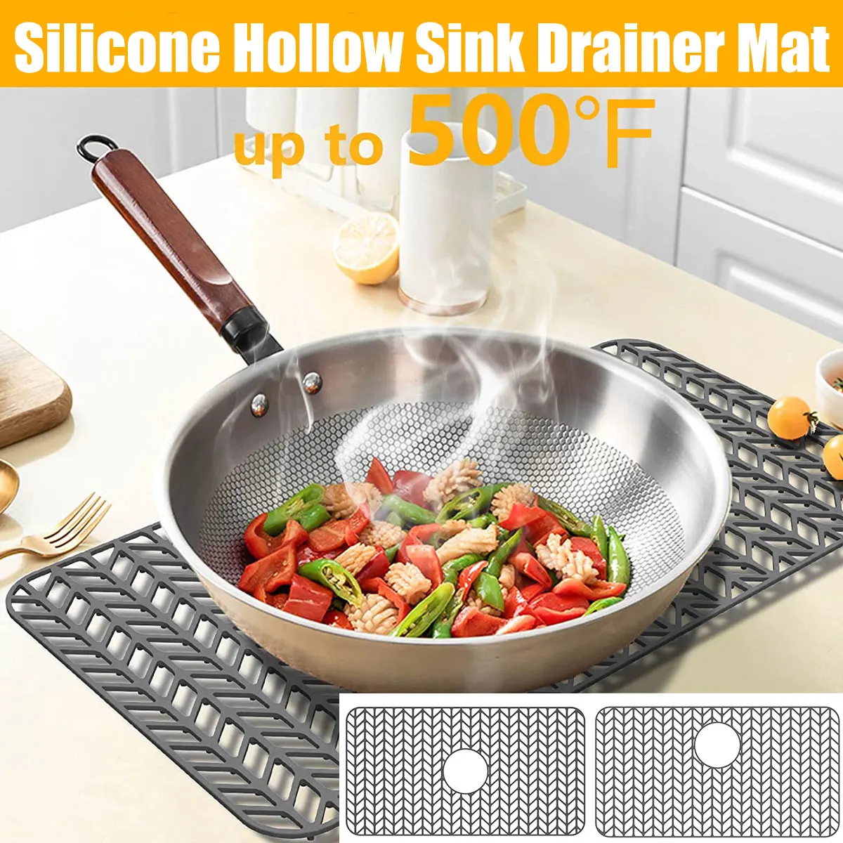 

Силиконовый протектор для раковины 26 × 14 дюймов, термостойкий Коврик для кухонной раковины, Противоскользящий коврик для раковины, сетчатый защитный коврик для дренажа раковины