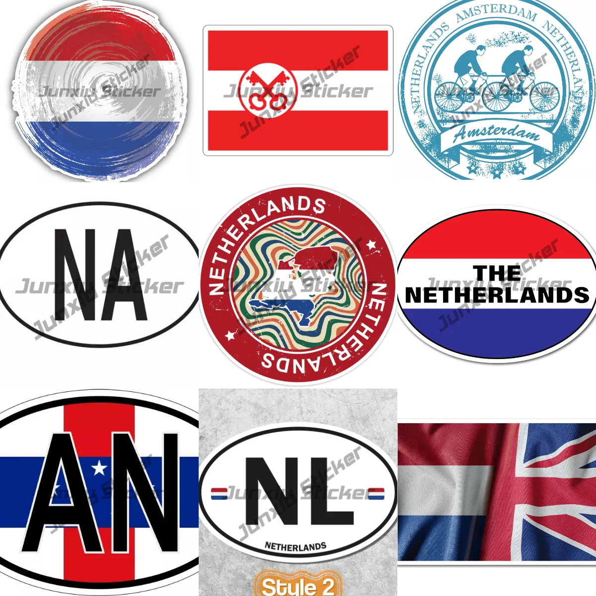 Флаг 20.00ingen Leiden Нидерланды Стикер Antilles Овальный код страна AN NL Виниловые