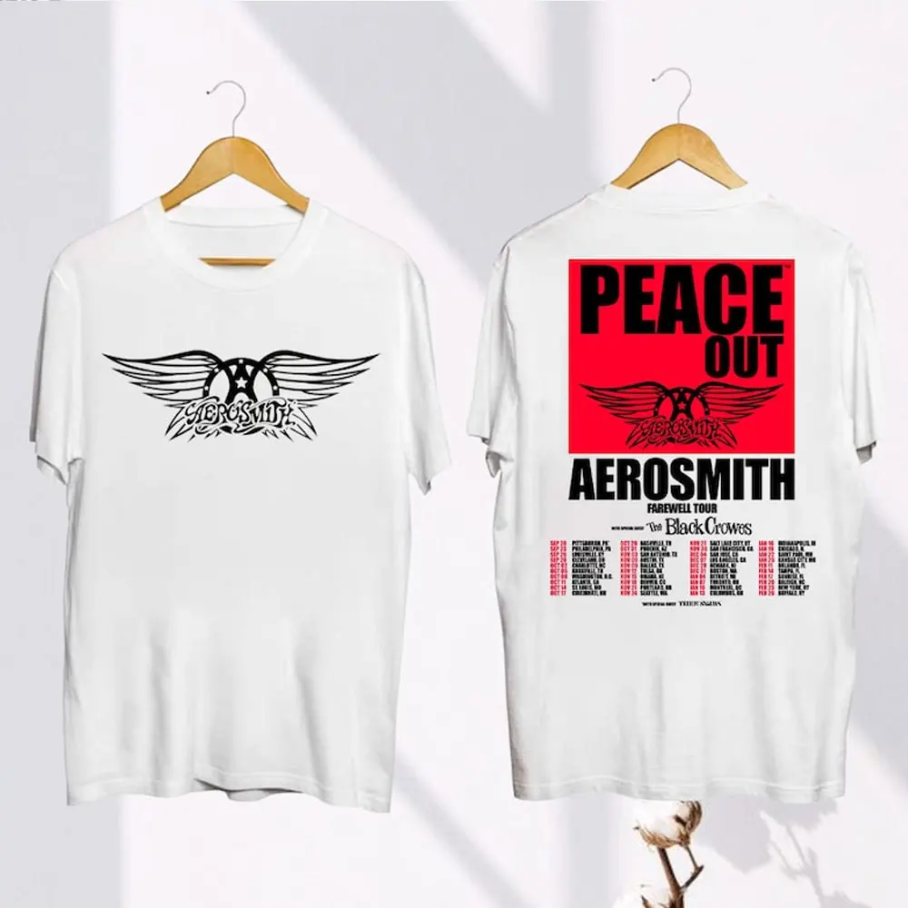 Футболка-поклонник Aerosmith Peace Out Farewell Tour из 2024-2025 хлопка в подарок, рубашка-поклонник рок-группы Aerosmith в стиле 90-х, винтажная одежда Y2K, Топ (art.: 3920c97db2aed) - 3920c97db2aed