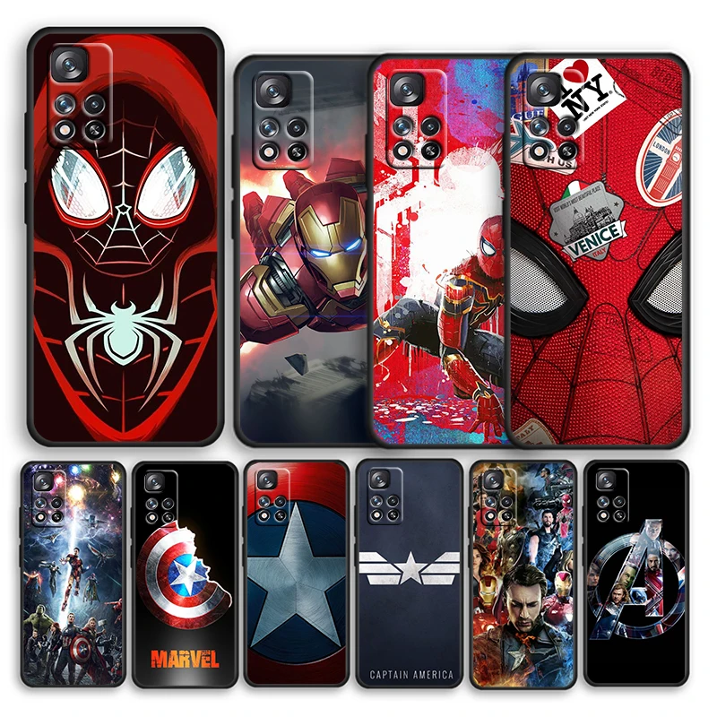 Avenger Marvel Superhero For Xiaomi Redmi Note 11 11S 10 9 8 7 Pro 5G 4G Silicone Soft Shockproof Black Phone Case Capa Cover