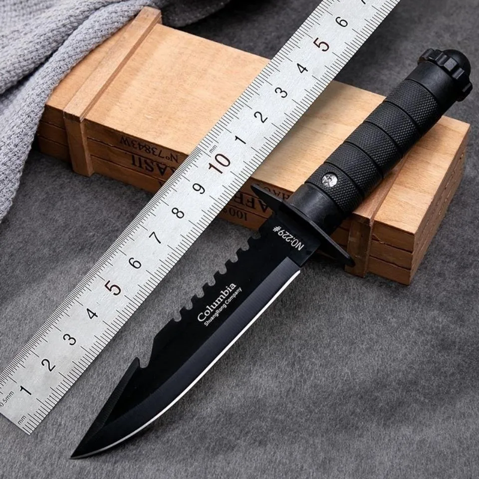 

Black Vehicle Defense Weapon Outdoor Knives Hunting Knife Survival Knife Fixed Blade Stick Medium knife tactical knife 2 Colors