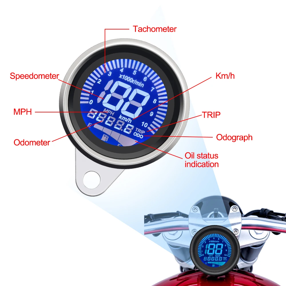 Одометр с ЖК-дисплеем в стиле ретро универсальный цифровой спидометр для