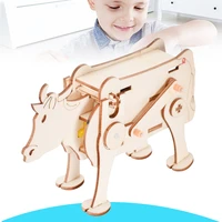 stem toys wood cow diy assembling model material kit students educational science experiment technology puzzle toys for children