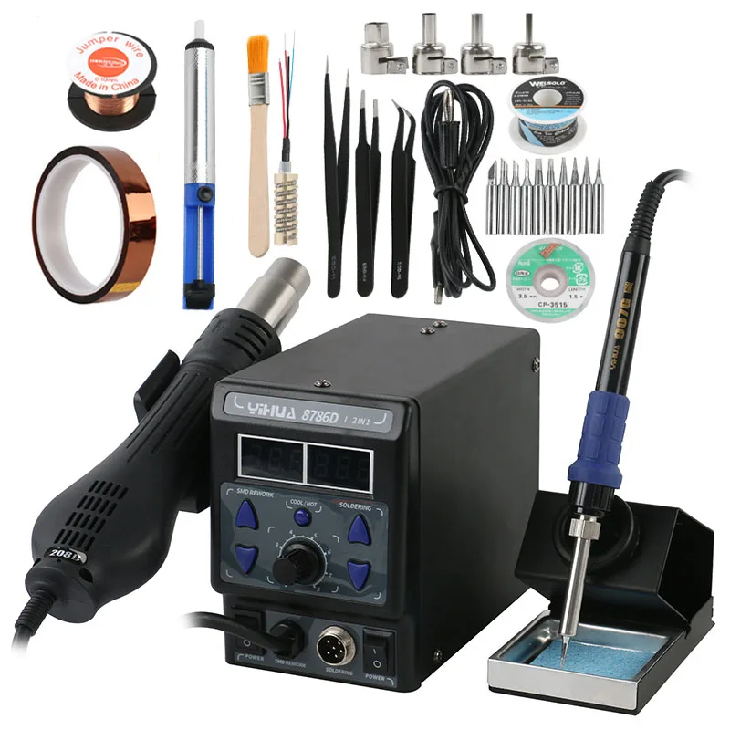 

Цифровая паяльная станция YIHUA 8786DI с термофеном, паяльная станция BGA, паяльник BGA 700 Вт для телефона, стандартный ремонт