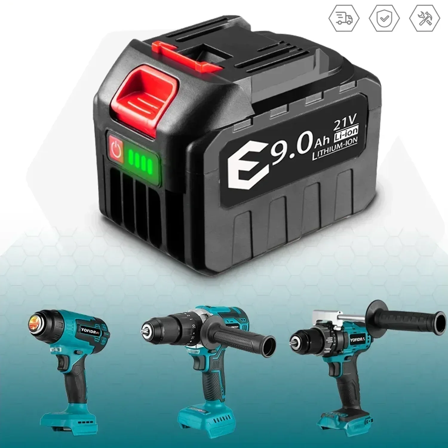 Литий-ионная аккумуляторная батарея Makita 21 в 3000/6000/9000 мАч