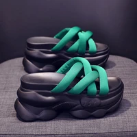 2022 new platform slippers womens new summer fashion cross internet hot sandals wedge platform sandals 9cm