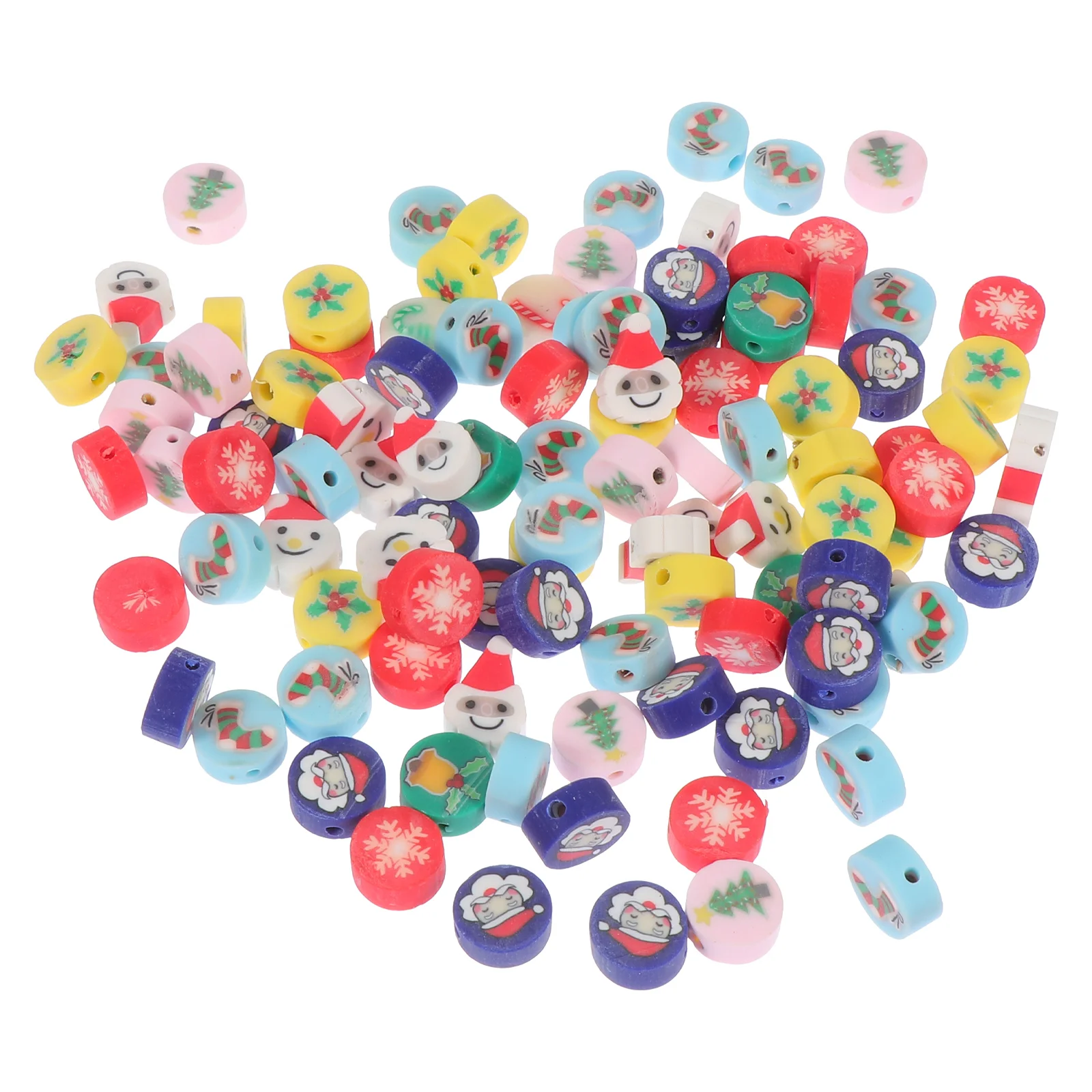 

Beads Loose Polymer Clay Spacer Bracelet Jewelry Mixed Christmas Making Flat Roundtheme