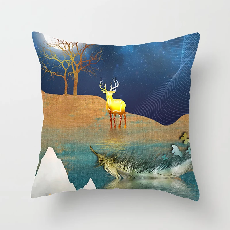 45x45cm Pillow Case Golden Tree Forest Polyester Throw Cushion Cover Car Home Decor Sofa Bed Decorative Pillowcase - купить по