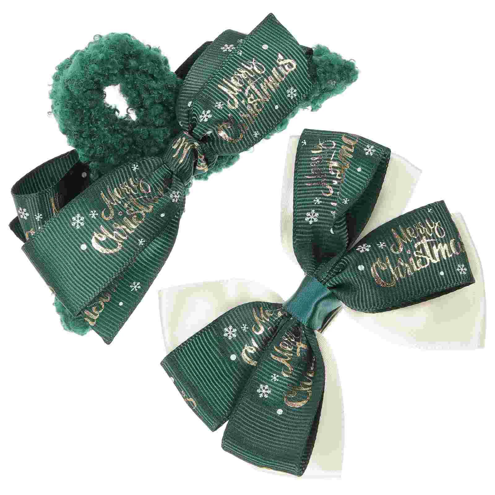 

2 Pcs Hair Jewelry Christmas Clips Hairpin Barrette Accessories Barrettes Fabric For Toddler