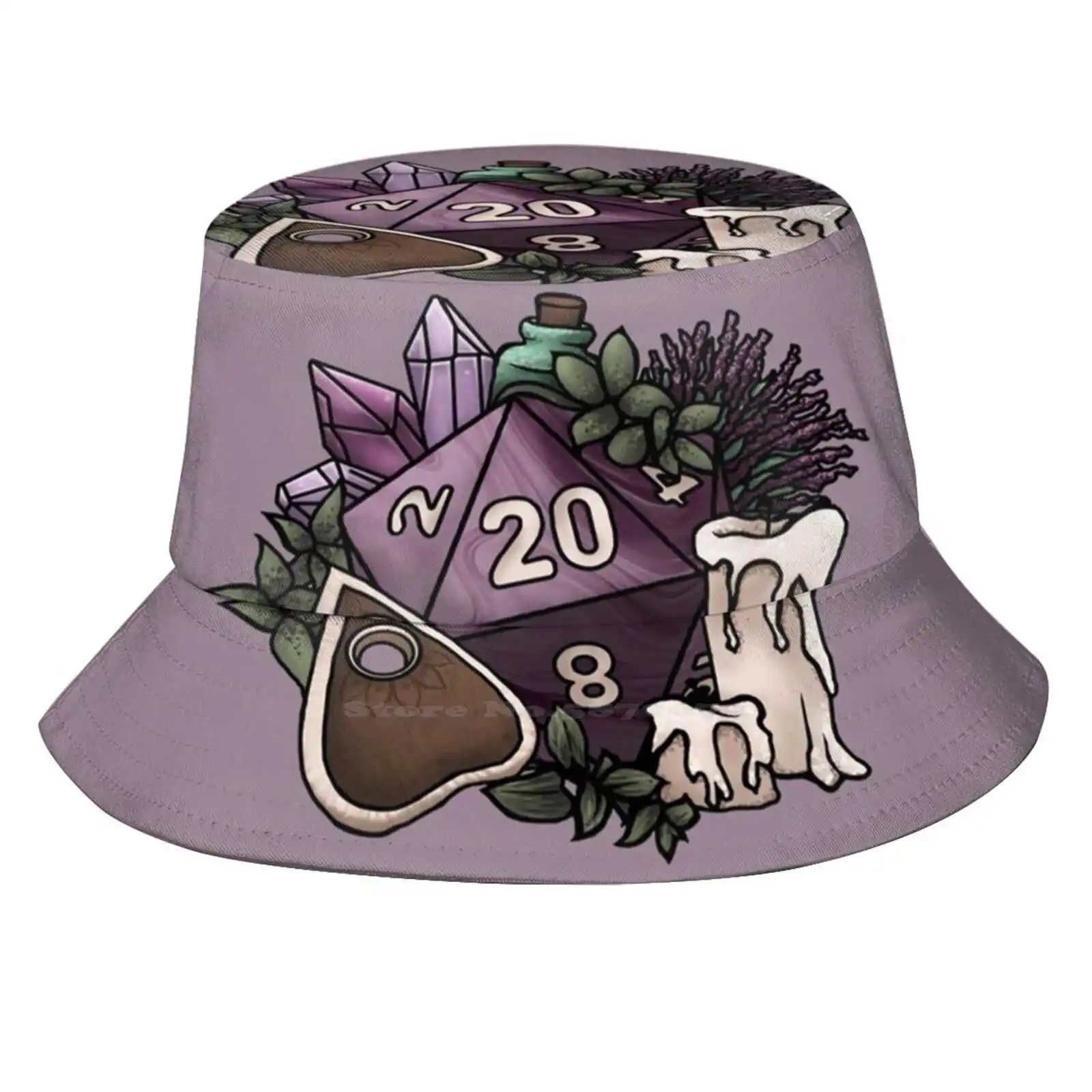 

Witchy D20 Tabletop Rpg Gaming Dice Print Bucket Hats Sun Cap D20 Dnd And Dice Feminine Games Nerdy Geeky Geek Girl Girl Gamer