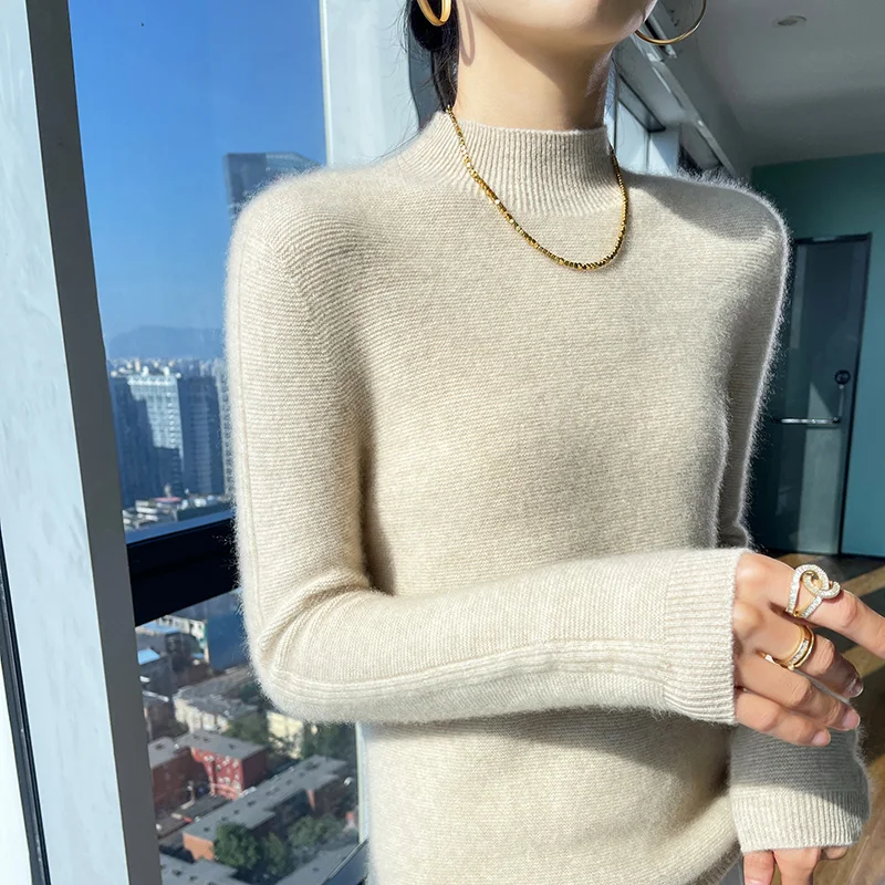 Свитер из чистой шерсти свитер с полувысоким воротом Женский пуловер