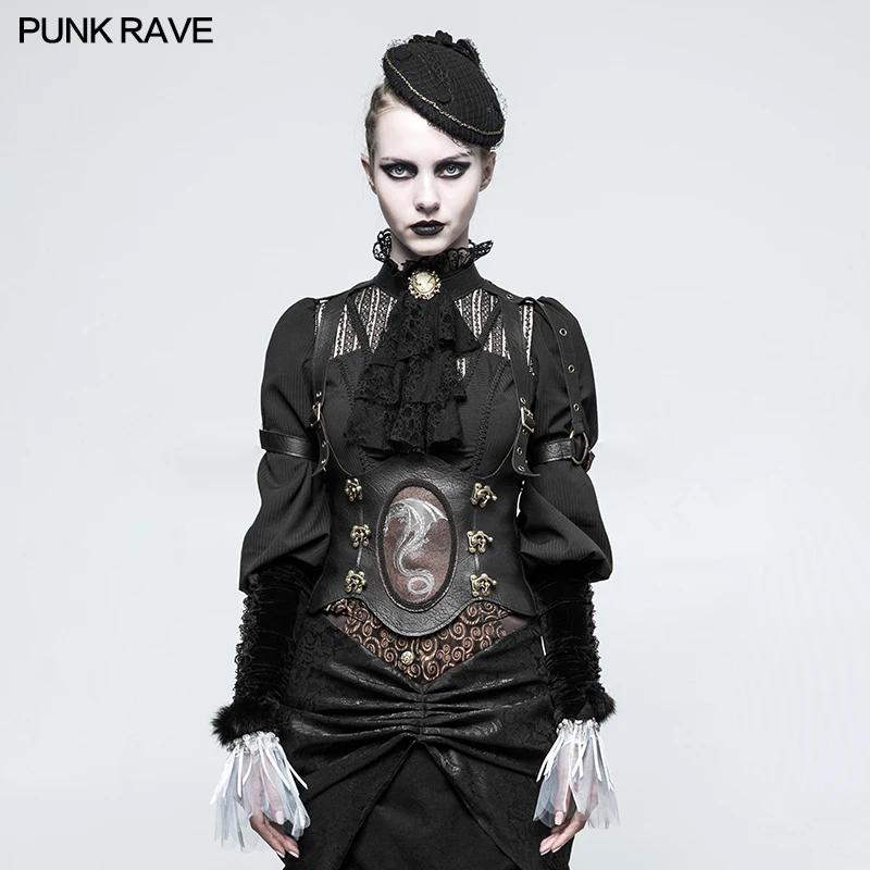 

Punk Rave Steampunk Western Dragon Girdle Sexy Vest PU Leather Stage Performance Cosplay Accessories