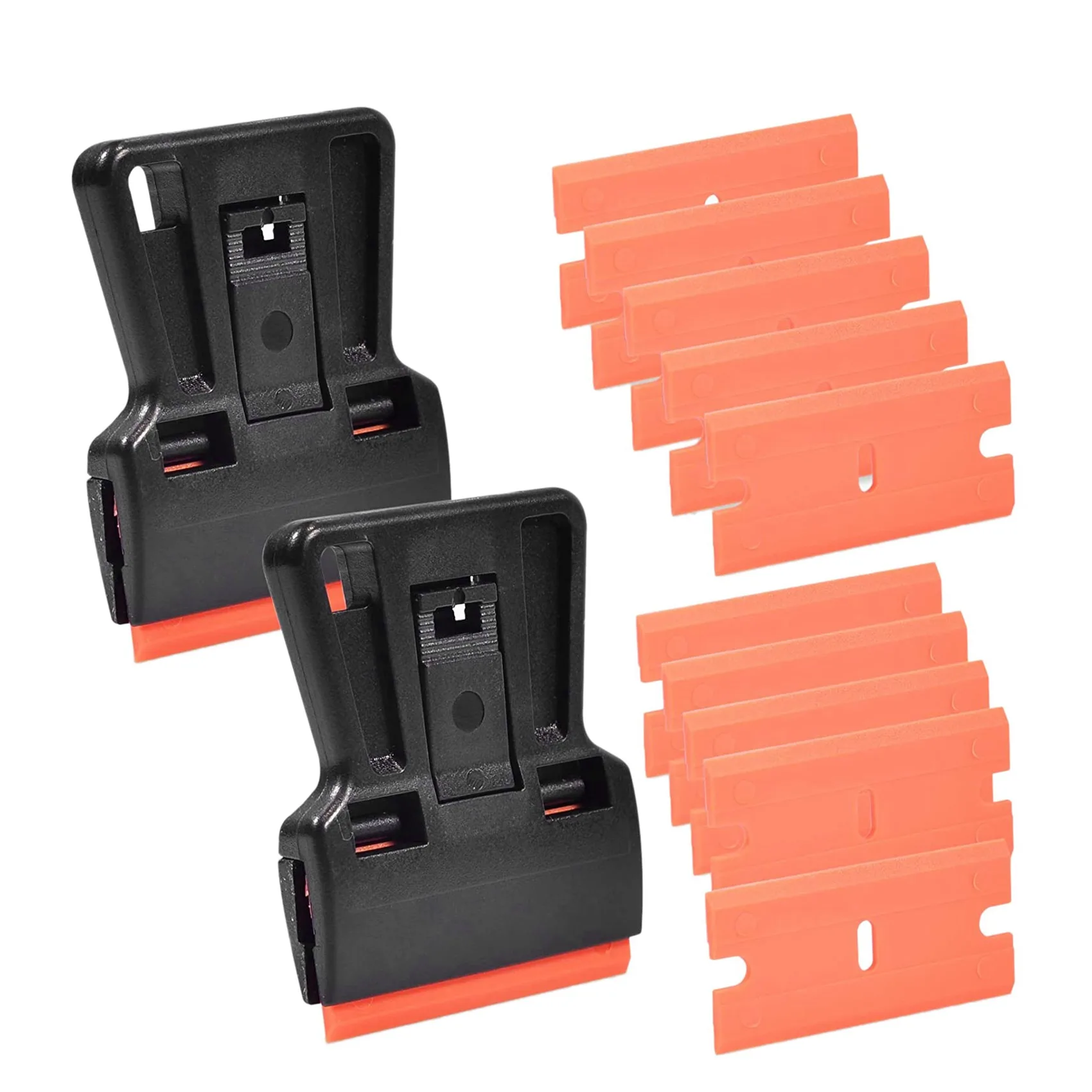 

2 Pcs Mini Plastic Scrapers With 100 Double Edged Razor Blades, Putty Knife Set Removing Glue Stain Labels Stickers