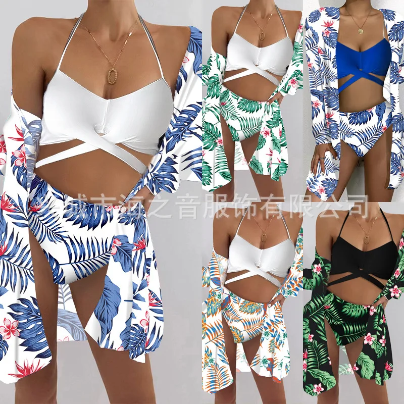 

Бикини модное сексуальное Сетчатое бикини из трех частей пуш-ап раздельный купальник с принтом для женщин