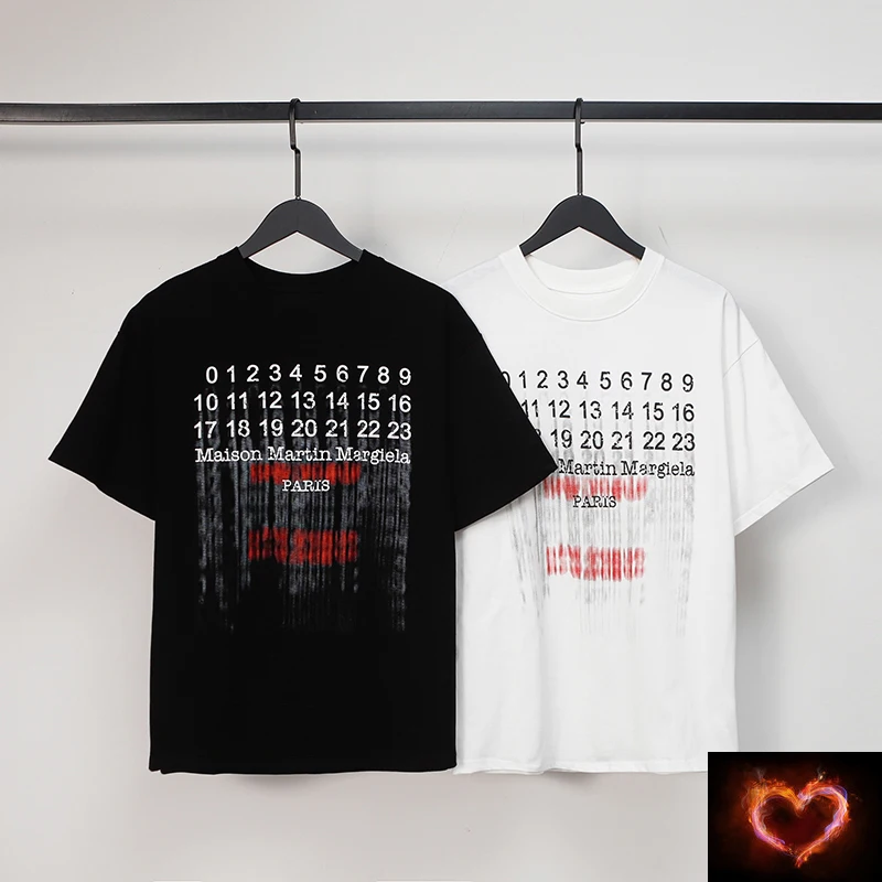 

Summer High Quality Mm6 T-shirts Daily Casual Black White Striped Short Sleeves Top Breathable Cotton Men's Clothing