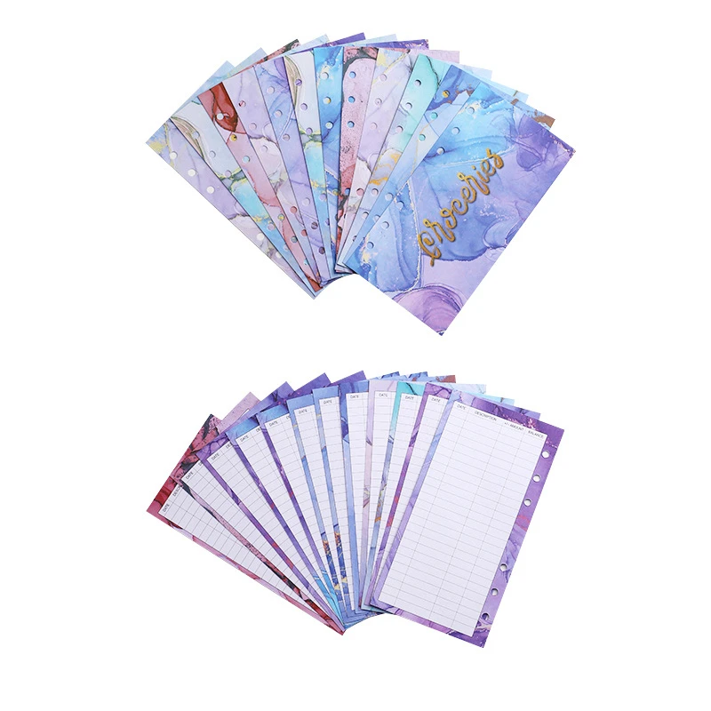 

12Pieces of A6 Binder Index Dividers for Notebook Inner Pages Budget Sheets Paper Colorful Separator Pages