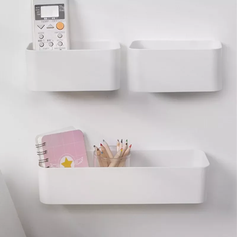 

Shelves Mounted Wall Box Cosmetic Rack Makeup Bathroom Remote Holder Control Hanger Organizer Storage Decor Adhesive
