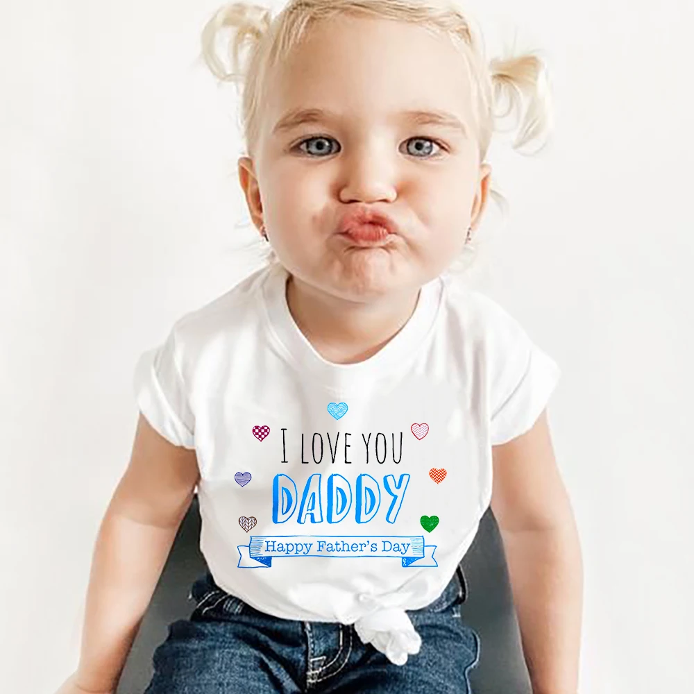 I Love You Daddy Kids T-shirt for Dad Cute Son Daughter Outfit Clothes Summer Short Sleeve Tops Happy Fathers Day Gifts