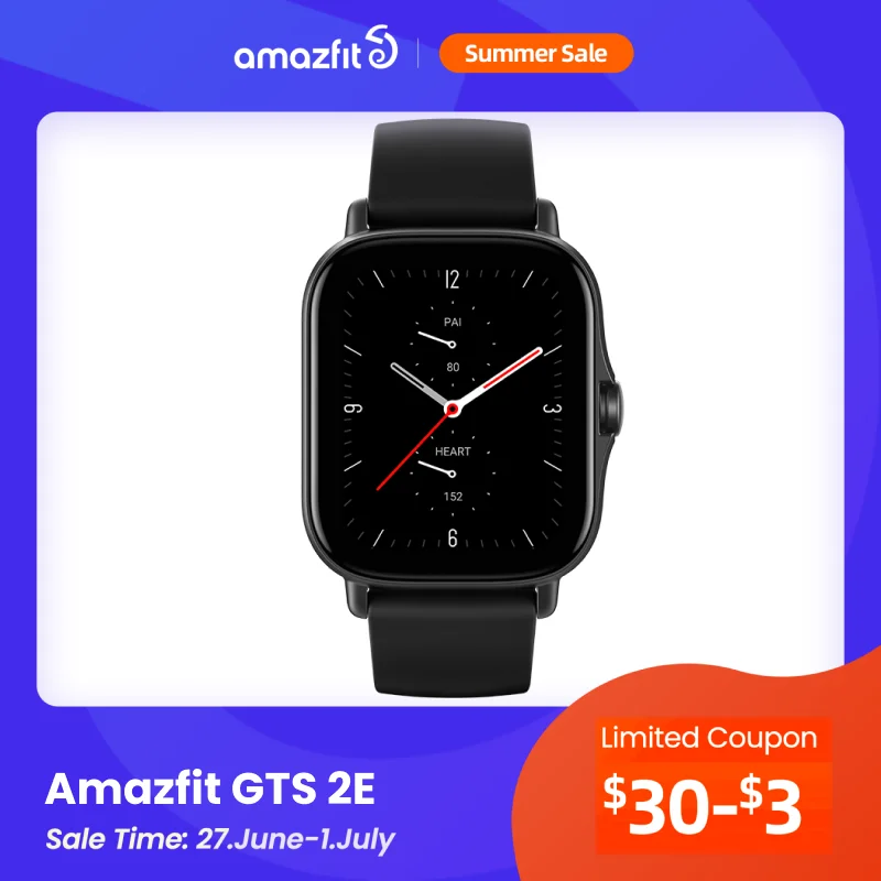  Умные часы Amazfit GTS 2e, Смарт-часы 24 ч, 90 спортивных режимов, встроенный 5 АТ, Время работы батареи 24 дня, для Android, 2021 