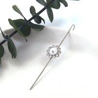 fashion 1 pcs flower pearl body jewelry piercing earrings crystal silver color long stud earring jewelry piercing orelha exs01