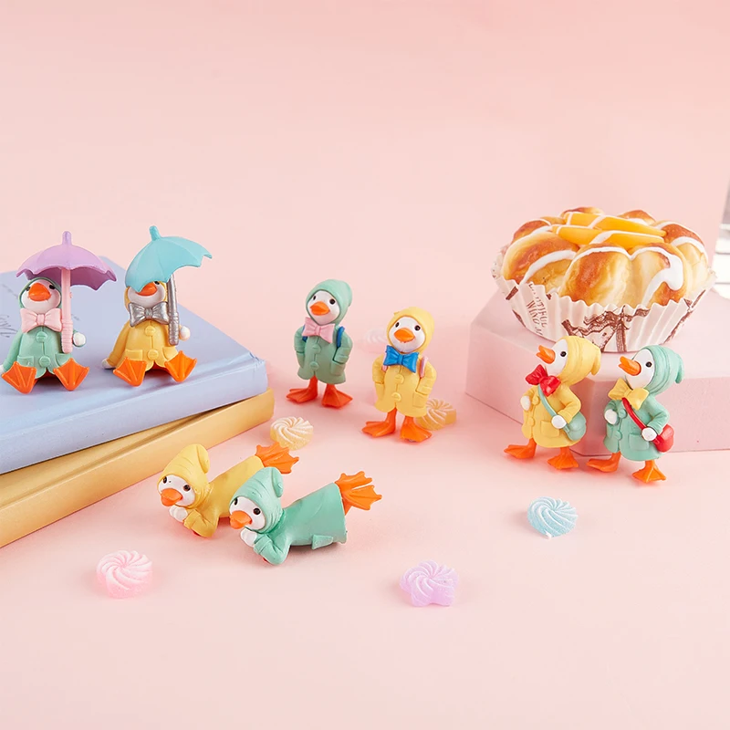 

Mini Umbrella Raincoat Cute Duck Animals Figurine Home Garden Decoration Accessories Crafts Ornament Gift decor accesories home