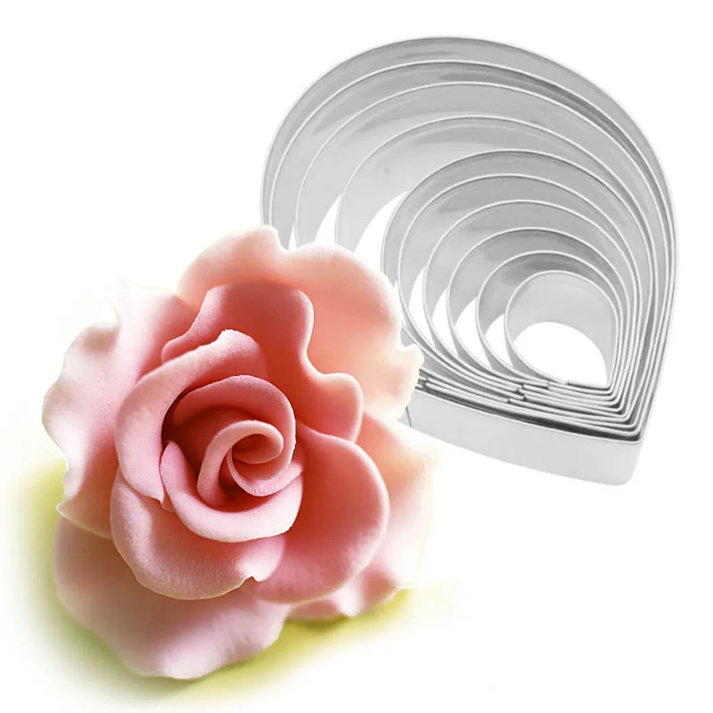 

10pcs/set High Quality Stainless Steel Rose Petal Cookie Cutter Mold Pastry Mold Sugar Craft Cake Decorating Tool Cake Tool