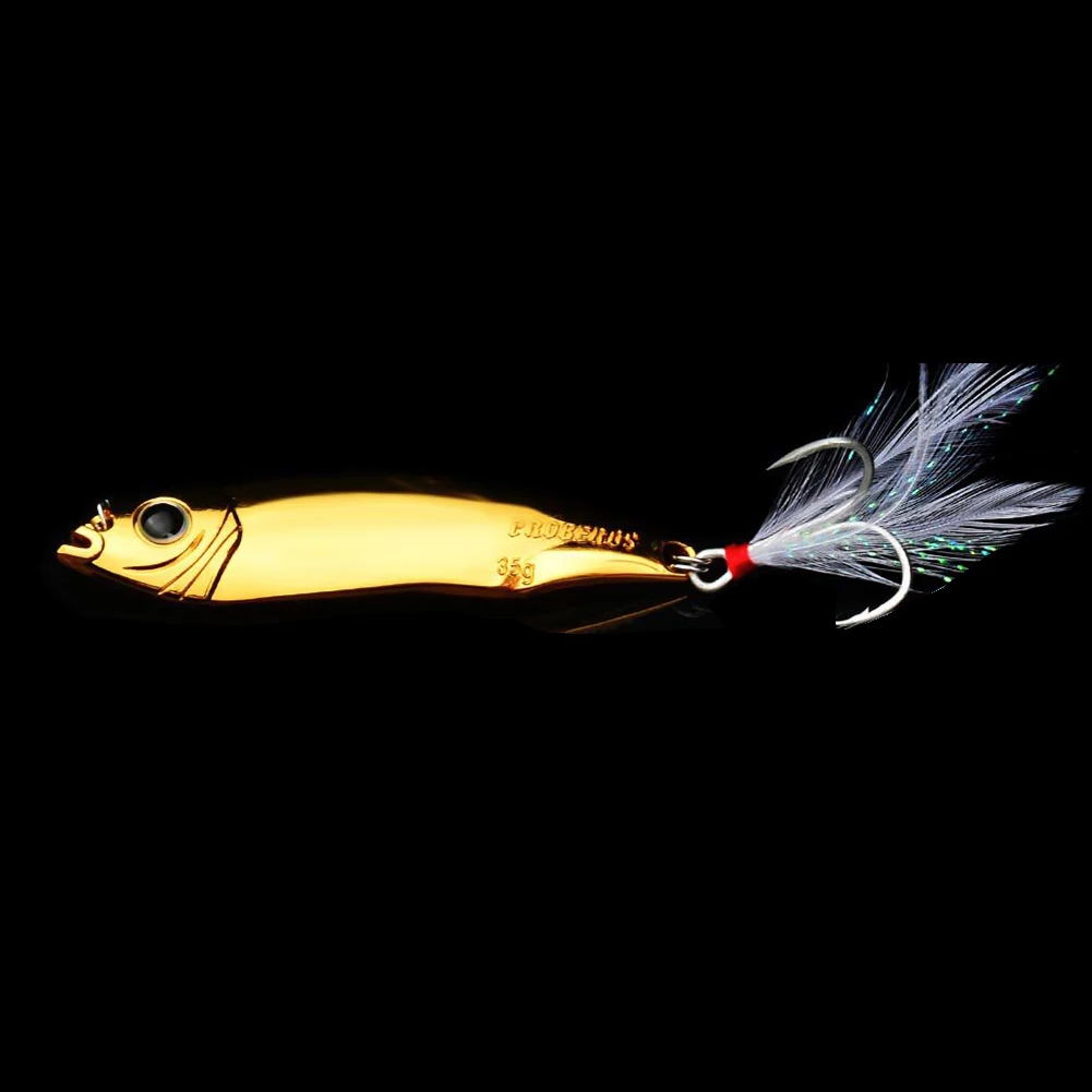 

1pcs Metal Fishing Lures Spinner Sequins Bait Hard Baits Blood Trough Feather Hook Artificial Baits Fishing Accessories 10-35g