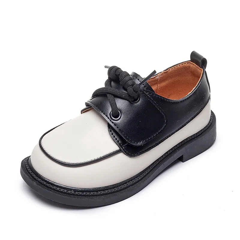 

Brand Children Shoes Boys Girls Leather Shoes 2022 New Spring and Autumn Black Soft Sole School Kids Casual Shoes Flats