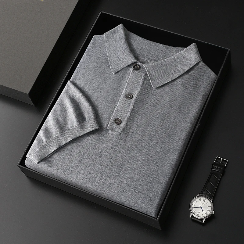 Мужская рубашка-поло с коротким рукавом рубашка из искусственной шерсти