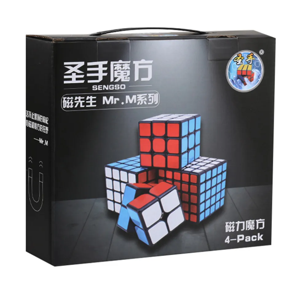 

Shengshou 4 шт./комплект магический куб 2x2 3x3 4x4 5x5 Mr.m Магнитный скоростной куб классический куб Обучающие головоломки игрушки для детей