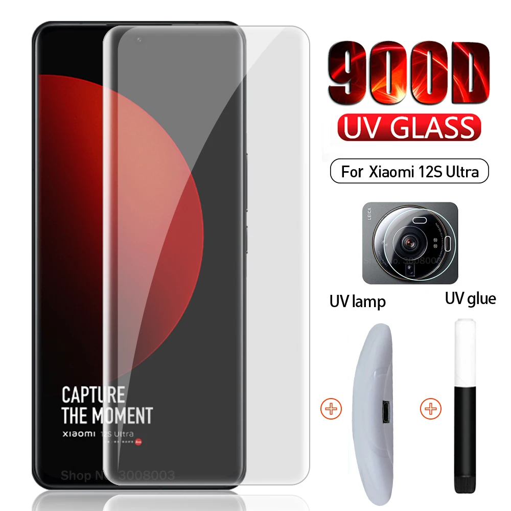 

2 In 1 999D Curved UV Glue Tempered Glass For Xiaomi Mi 12 S 12S Ultra Pro 12X 5G Camera Lens Screen Protectors Film Guard Cover