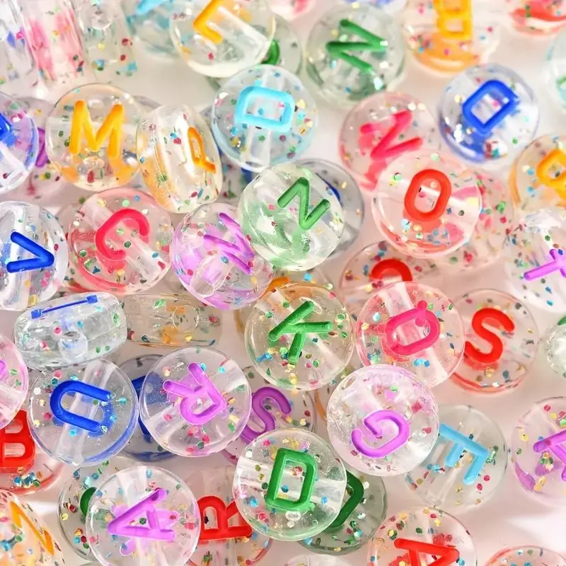 1000 шт. прозрачные акриловые бусины с алфавитом со свободными светящимися костями