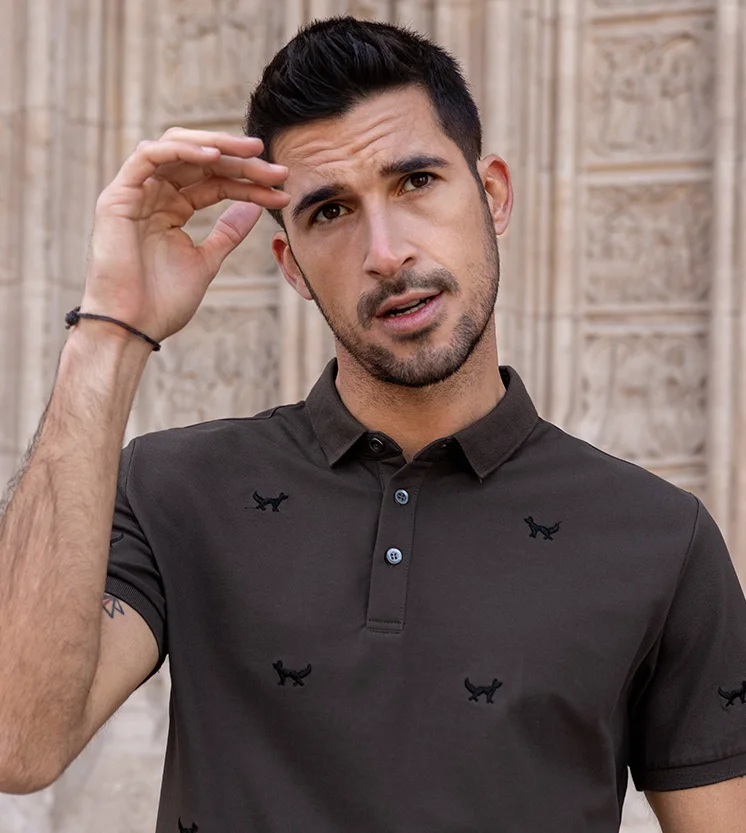 

J8262 Men's summer new Fox embroidered short sleeved polo shirt.
