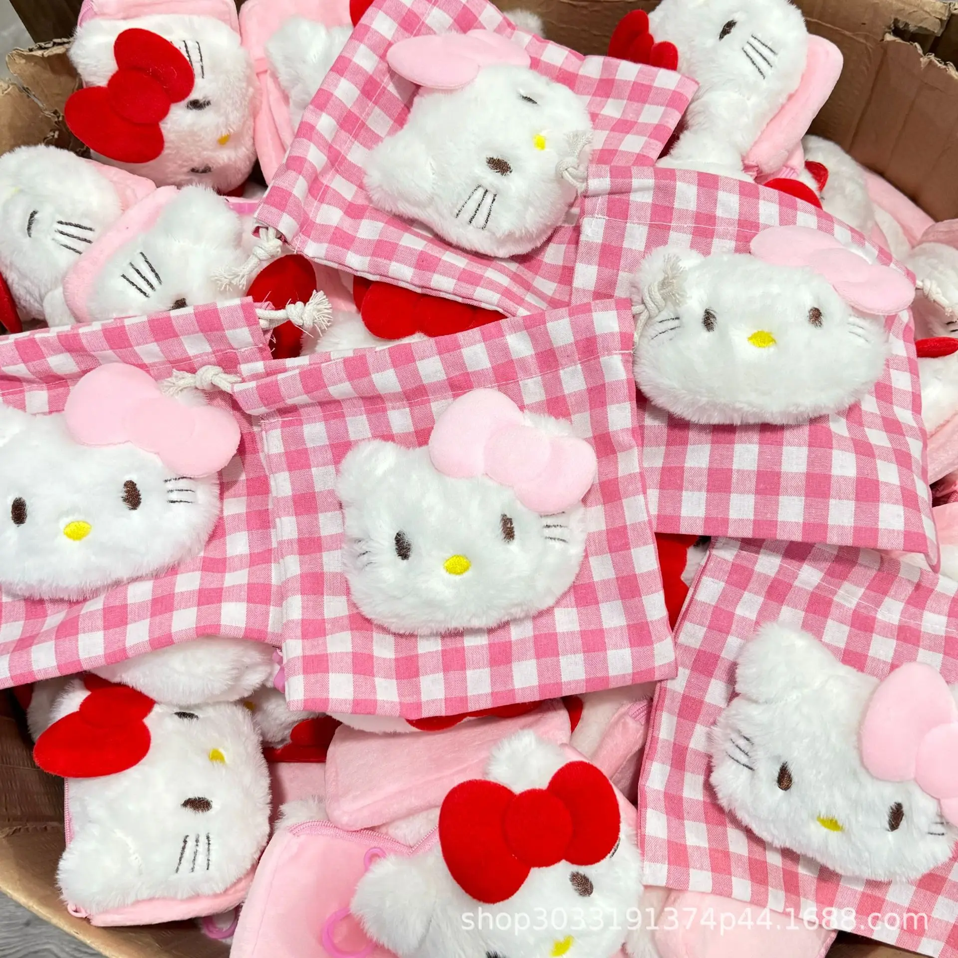 Милый клетчатый кошелек hello kitty с бантом и шнурком сумка для хранения косметики