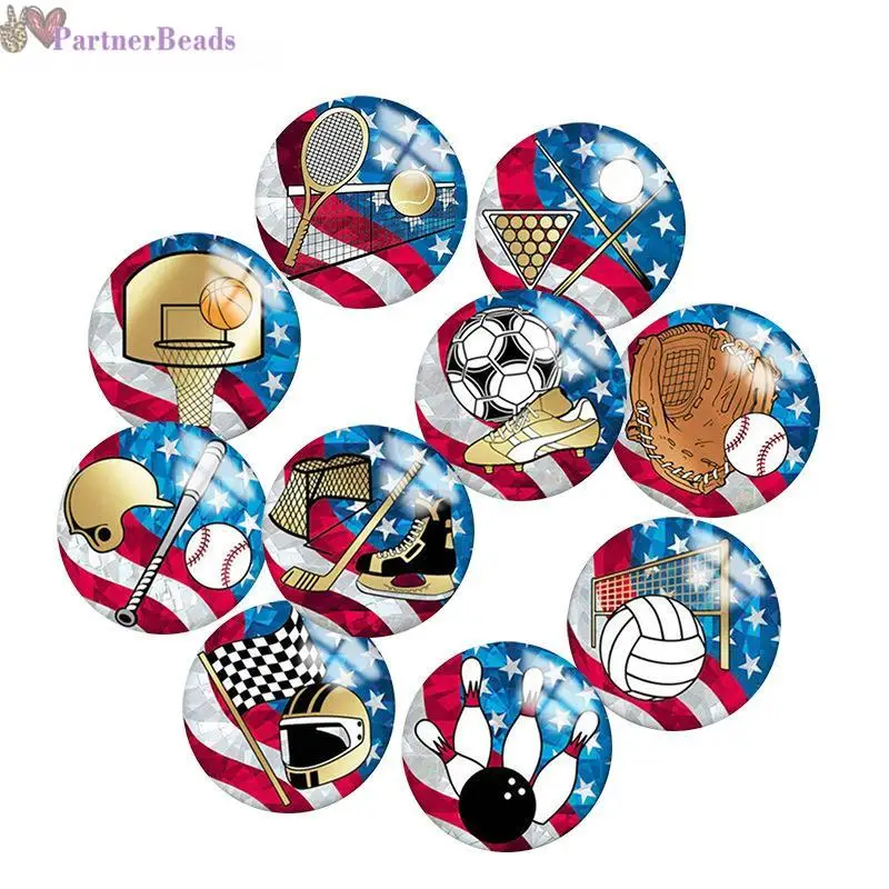 

Sport Round Photo Glass Cabochon Demo Flat Back Making Findings 20mm Snap Button N2551