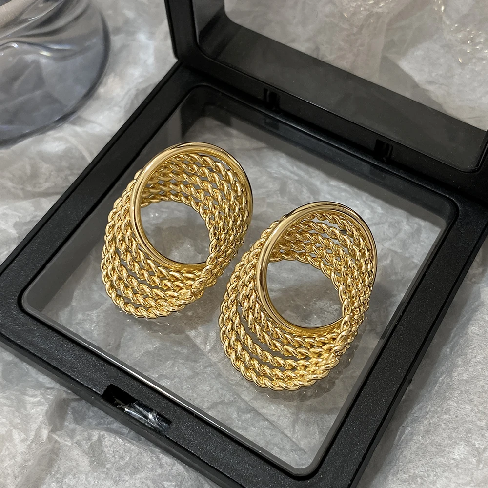 Женские серьги-гвоздики AENSOA большие геометрические серьги золотого и