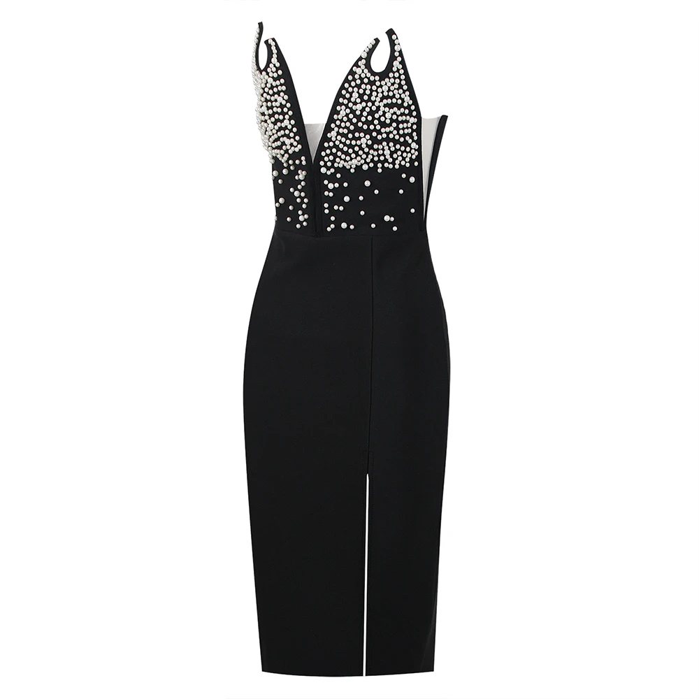 Женское облегающее платье без бретелек элегантное вечернее с бисером лето 2022 |