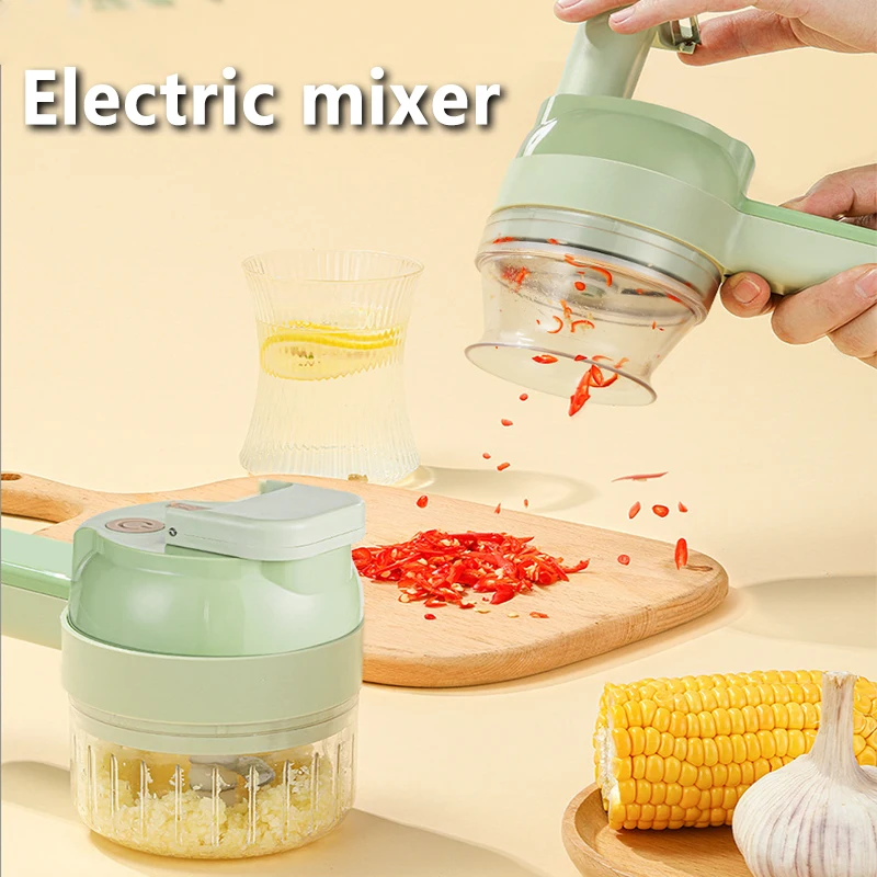 

Xiomi 4In1 Multifunctional Electric Vegetable Cutter Slicer Garlic Mud Masher Garlic Chopper Cutting Pressing Mixer Food Slice