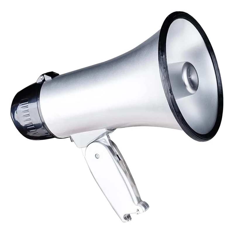 

25 Watt Compact Megaphone Speaker PA Bullhorn - With Built-In Siren, Voice Recorder, Bottle Opener