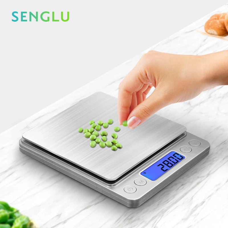 

500g/3Kg Kitchen Scale Stainless Steel Weighing For Food Diet Postal Balance Measuring LCD Precision Electronic Scales