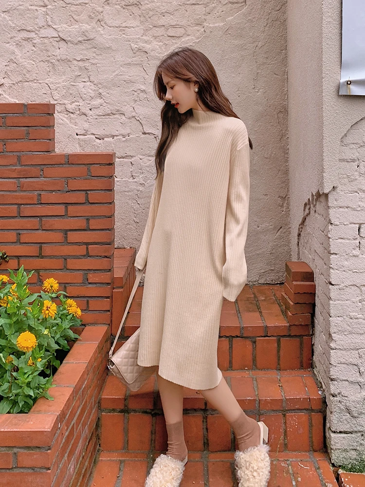 Lan Yu-Soft клейкое вязаное нижнее платье-свитер для женщин внутренняя одежда зимняя