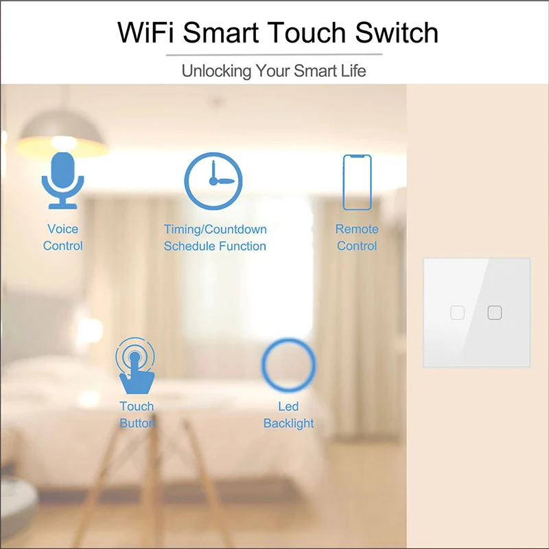 Wi-Fi Настенный умный выключатель сенсорная панель из закаленного стекла ЕС BS 1-3