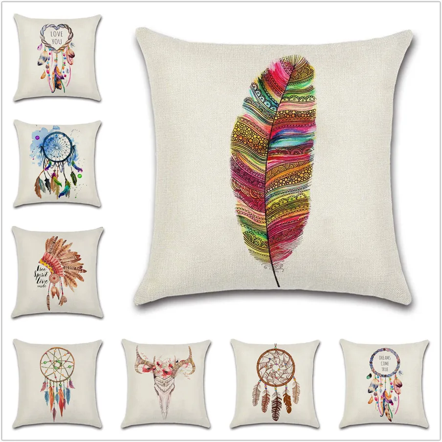 

Dream catcher Indian pattern beige cotton cushion cover Chair seat sofa Decoration Home for friend kids bedroom pillowcase gift