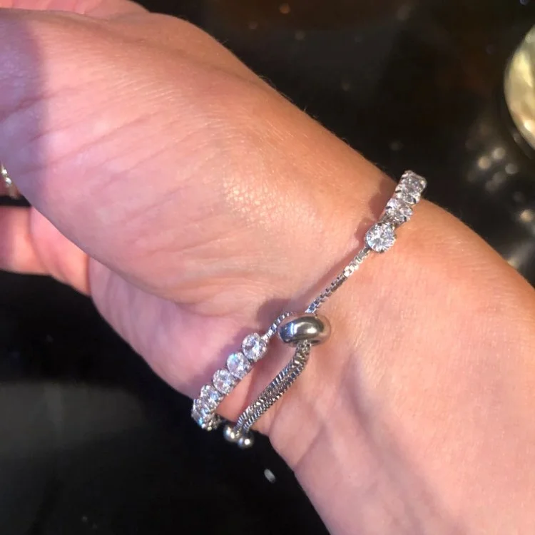 Браслет женский теннисный золотистый с кристаллами и фианитами