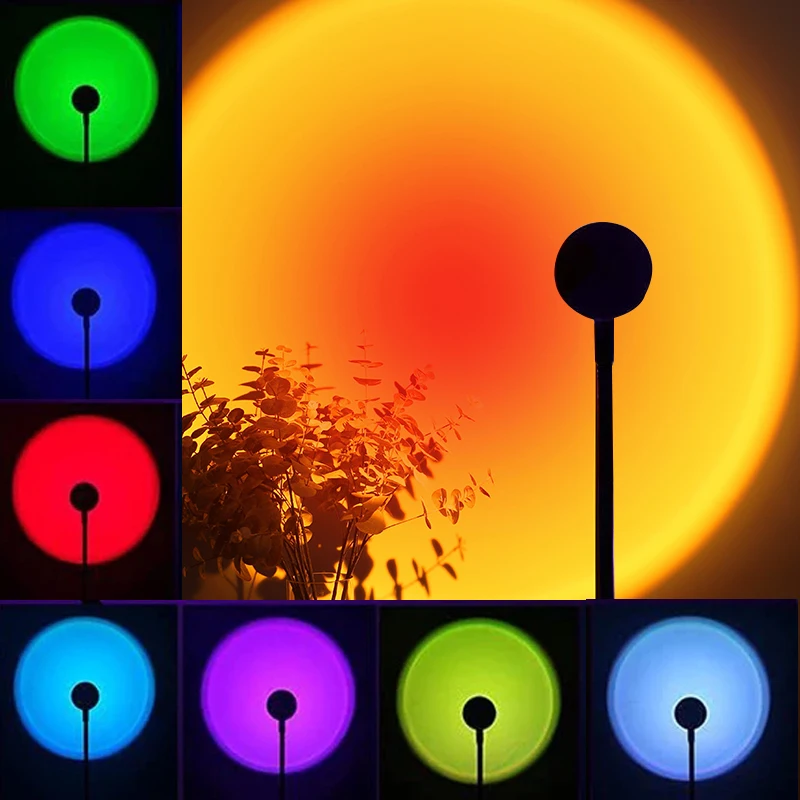 

LED Sunset Lamps Rainbow Neon Night Lights Projector Photography Wall Atmosphere Lighting for Bedroom Home Room Christmas Decor